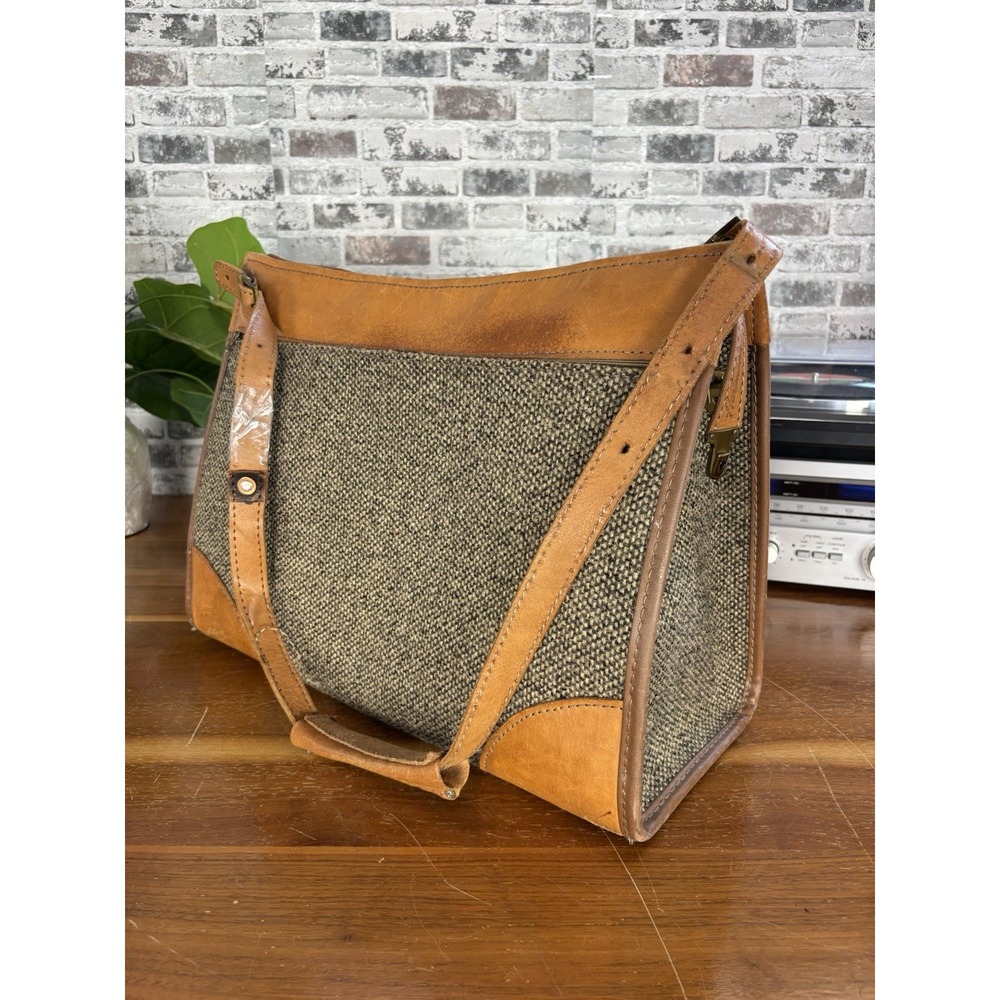Vintage Hartmann⭐️Weekender Luggage Carry On Bag Tweed Leather⭐️IGC 17" X  13"